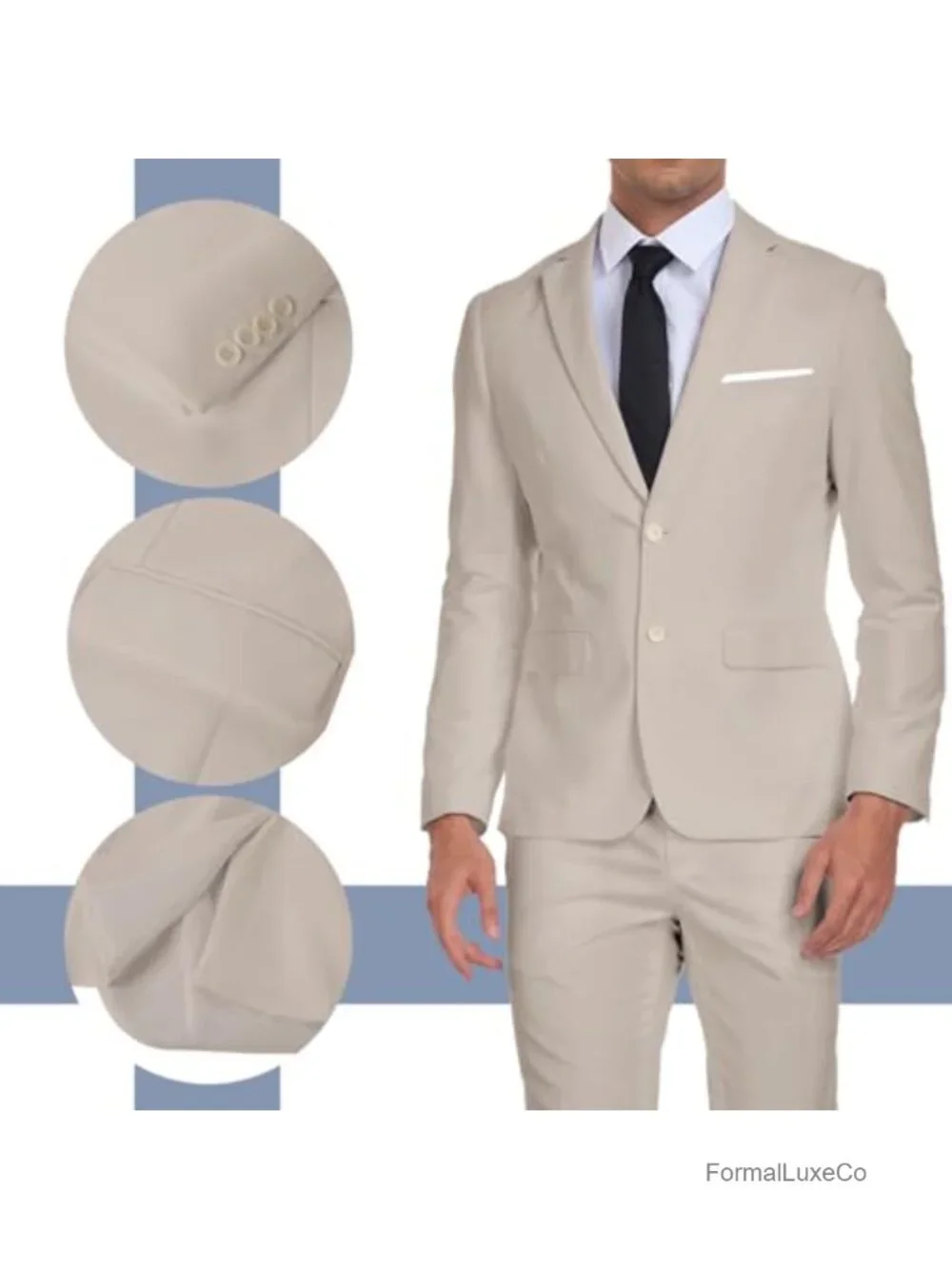 Men's Slim Fit 2-Piece Tuxedo Suit Set Jacket & Pants Prom Business Wedding